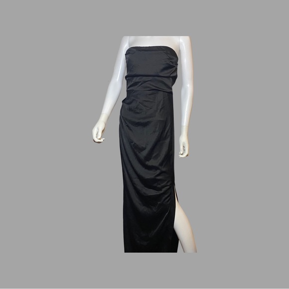 LUXEDRESS- HIGH SLIT RUCHED STRAPLESS MAXI DRESS- NWT - Picture 2 of 7